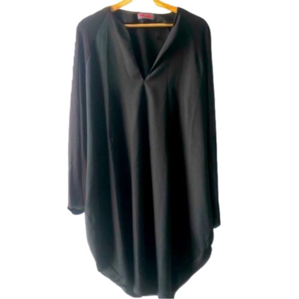 Dina Glass Black Oversized Designer Dress Medium Large Minimalist Avant Garde